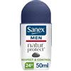 SANEX - Deodorante a sfera Men Natur Protect Respect & Control - Deodorante da uomo con pietra d'allume - Efficienza 24 h - 50 ml -