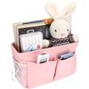 IGNPION Cestini portaoggetti da appendere al comodino in tela, regolabili, per dormitorio, letto, organizer multiuso per casa, ufficio, scuola, dormitorio, ospedale, rosa, IGPUK0808