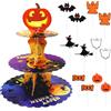 GYSRXS Supporto per Cupcake a 3 Livelli Alzatina Porta Muffin e 12×Cupcake Toppers Alzate per Torta con Zucca Fantasma per Cupcake Dessert Halloween Decorazioni(Altezza 36,5CM)