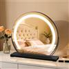 MantoLite Specchio Da Tavolo Rotondo Con Interruttore a Sfioramento Nero, Grande Specchio Cosmetico Con Luci Ruotabile a 360°, 40cm LED Specchio per Trucco