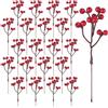 YiYa 24 Pezzi Artificiale Bacca Rossa Bordeaux Bacche Rosse Natale Decorazioni Artificiale Bacche di Agrifoglio Decorazione Albero di Natale Ghirlande DIY Crafts Decorazione Della Casa