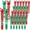 LATERN 24 Pezzi Penne a Sfera Natalizie, 10 In 1 Penna Navetta Retrattile Multicolore 16CM Albero di Natale Pupazzo di Neve Babbo Natale Penne Roller per Riempitori di Calza Bomboniere (4 Stili)