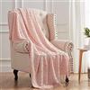 Duories Coperta per Divano,Coperta Lavorata a Maglia,Coperta in Lana Morbida,Coperta a Maglia con Nappe,Coperta per l'impianto di climatizzazione,Coperta per Auto,Divano,Letto,127x170 cm,Rosa