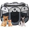 SAN LIKE Recinzione per Cuccioli, Tenda Box Pieghevole in Tessuto Oxford, Portatile 8 Finestre Recinti Gioco per Cani Gatti Conigli, 73 x 73 x 43 cm