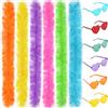 LACGO 12 boa di piume colorate con occhiali, boa artificiali soffici, decorazione per travestimento da donna, occhiali da sole senza montatura a cuore, accessori per feste per ragazze, balli,