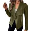 TANMESSO Giacche da donna 2024 a maniche lunghe aperte sul davanti in finta pelle scamosciata, Verde militare, 48