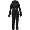 Generic Tuta da sci da donna, invernale, calda, monopezzo, con collo in pelliccia, giacca da sci con cappuccio, tuta da neve e pantaloni sportivi non rimovibili, tuta da sci antivento, Nero , 3XL