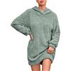 biJerou Pigiama da donna in pile, con cappuccio, da donna, elegante, sexy, lungo, in lana, con cappuccio, per donna, verde, L
