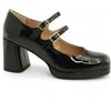 Vegan Shoes Italy VSI DAISY Mary Jane vegan nere vernice doppio cinturino plateau tacco largo made in Italy eco