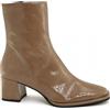 Vegan Shoes Italy VSI MARILYN Scarpe vegan Donna tronchetti squadrati vernice taupe zip impermeabili Made in Italy