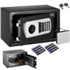 BAKAJI Cassaforte Elettronica di Sicurezza con Box Batteria Esterno, Cassetta Porta Valori e Documenti Antiscasso per Casa, Hotel, Installazione a Muro Parete o Indipendente, 31 x 20 x 20 cm (Nero)