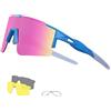 DUDUKING Occhiali da Sole Ciclismo Occhiali MTB Sportivi per Uomo e Donna con 3 Lenti Colorati Anti-UV Antivento Aviatore Specchio per Ciclismo Guida Pesca Running Golf Bici Moto