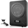Pyle Subwoofer Amplificato da 20 Centimetri per Casse Auto, 600 Watt, Compatto e Attivo, Sottosella con Amplificatore Integrato, Nero