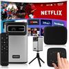 Overmax Multipic 8.1 - Proiettore Portatile Wireless con Risoluzione 4K, Luminosità 5000 Lumen, Auto Focus, Keystone, Android 9.0, Batteria Integrata 2,5h, Wi-Fi, Bluetooth, Altoparlanti 5W