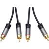 PremiumCord Cavo Cinch HQ 2Xcinch Maschio su 2Xcinch Maschio, Cavo di Collegamento Audio Video, per TV Cellulari MP3 HiFi, Schermato, Connettore in Metallo, M/M, Lunghezza 1,5 m