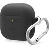 elago Cover in Silicone per AirPods 4 | Moschettone Incluso, Supporta la Ricarica Wireless, Protezione Completa (Nero)