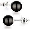 Schöner-SD Orecchini a perno in argento 925 con perle rotonde da 8 mm, Argento sterling,