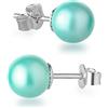 Schöner-SD Orecchini a perno in argento 925 con perla da 8 mm rotonda, 8.0 mm, Argento sterling