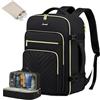 LOVEVOOK Zaino da Viaggio Aereo Bagaglio a Mano, Impermeabile Zaini Trolley Donna 50L Cabin Max per Ryanair Easyjet, Grande Zaino Porta PC 18 Pollici Valigia Borsa a Zainetto, Nero
