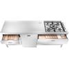 Alpes C220-C60+L60+C90/1 LIBERI IN CUCINA, Elemento Cottura, Acciaio Inox, larg. 220cm, prof. 65cm, alt. 90/95cm, 5 fuochi a gas, fuoco centrale bruciatore a tripla corona Dual, TPE torretta a scomparsa, 5 cassetti