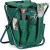 Relaxdays Sgabello con Portautensili da Giardino, Contenitore Accessori Giardinaggio, Pieghevole, 42 x 30 x 39 cm, Verde
