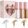 Yonuaret 3 ombretti liquidi camaleonte per trucchi meta-llic changing a lunga durata multicromo ombretto con glitter che cambiano colore, ombretto scintillante, altamente pigmentato