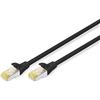 DIGITUS Cavo LAN Cat 6A - 0,25 m - Cavo di rete RJ45 - S/FTP schermato - Compatibile con Cat-6 e Cat-7 - Nero