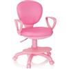 HJH Office 670977 Sedia girevole per bambini KID COLOUR tessuto rosa Sedia da scrivania per bambini, poggiapiedi e seduta regolabili in altezza