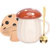 XinHuiGY Tazza di Fungo, Mug di Caffè Carina con Coperchio, Cucchiaio, Tazza di tè di Porcini kawaii, 250 ml Coppa di Funghi per latte, Fortuna Regalo per Donne, Ragazza, Natale, Compleanni (Marrone)