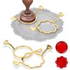 Cobee Set di 2 timbri a forma di cera, per 2,5 cm, con tappetino in silicone per confezione regalo (rotondo, fiore)