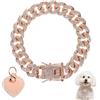 PEUTIER Collare per cane da 20 cm, collana in oro rosa con diamanti con medaglia a forma di cortile e strass collare per cani a forma di cortile per cani di piccola media e grande taglia gatti