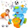 xinrongda Giocattoli da Gattonare per Bambini di 6-12 Mesi, Elefante Che Soffia La Palla e Cammina Giochi Bambini 1 Anno, Giocattoli Montessori per Bambini con Musica e Luce, Regali Educativi (Blu)