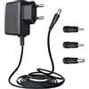 ANLINK Adattatore di alimentazione da 12 V 0,5 A/500 mA 1,8 m, AC 100-240 V a DC 12 V 0,5 A 6 W Adattatore commutazione con 3 prese adattatore intercambiabili per giradischi Crosley