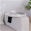 [en.casa] Tavolino Bracciolo per Poltrona Divano Piano Rotondo Ø34 cm Supporti Regolabili in Larghezza Vassoio da Appoggio Tavolino Laterale Divano - Effetto Marmo Bianco