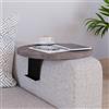 [en.casa] Tavolino Bracciolo per Poltrona Divano Piano Rotondo Ø34 cm Supporti Regolabili in Larghezza Vassoio da Appoggio Tavolino Laterale Divano - Effetto Marmo Grigio