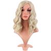 MapofBeauty 14 Pollice/35 cm Bob Wavy Corto Ricci Corpo Onda Cosplay Anime Sintetico Capelli Party Parrucche (Biondo)