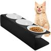 Daelesr Set di 3 Ciotole per Gatti Rialzate Ceramica, 300ml Ciotola Gatto Cane Inclinata di 15°, Ciotola per Gatti Acqua, Ciotole per Cibo e Acqua Rialzate, Ciotola per Cani Piccoli Gattini, 43x14,5x11 cm