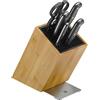 WMF Spitzenklasse Plus Asia Set 6 Pezzi, 4 Coltelli con Lama in Acciaio Temperato Completamente Forgiato e Forbici Multiuso con Supporto FlexTec in Bambù