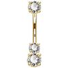 OUFER 14G Piercing Ombelico Oro Solid 9 Ct AAA + Rotondo Cz Cubic Zirconia 1.6mm Belly Button Ring Navel Bars Gioielli Per il Corpo Per Le Donne