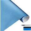 NewL 30cm x 150cm azzurro spazzolato acciaio inox metallizzato Vinyl Foil Film Matt Brushed Chrome Car Wrapping Foil Sticker foglio per mobili motore laptop
