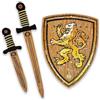 Liontouch - Set WoodyLion per Bambini/e - età 3-8 Anni | Spada, Scudo e Pugnale in Gommapiuma Effetto Legno per Giochi di Ruolo all'Aperto | Accessori Sicuri e Flessibili con Gemme per Travestimenti