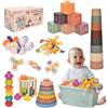 Majabike montessori 6 mesi,Giochi Montessori 1 anno,giochi neonato 6-9-12 mesi,Giocattoli Sensoriali, Giocattoli da Bagno 7 in 1 Uova Abbinate, Ventosa, tazze im,Regalo Neonata Femmina