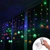 Klighten Tenda Luci LED, Luci cascata, Strisce LED, 96er Led Luci 3.5 * 0.65m Telecomando, Alimentato da Batteria, Impermeabili IP44, per finestra, porta, patio, giardino, feste, Natale (RGB)
