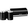 briebe Set Portapane da Tavolo + Set di 3 Barattoli da Cucina in Acciaio Inox, Contenitore per Conservare Pane, Coperchio Scorrevole, Bread Box, Nero/Inox