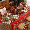 KAMEUN Tovaglia Natalizia Antimacchia Rettangolare 180x150cm Rosso, Lunga Elegante, con Stampa Babbo Natale, Albero di Natale, per Cucina Pranzo