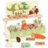 Little Log Set di Giocattoli da Giardino in Legno, Giocattolo per Alimentari in Legno, Accessori da Cucina per Bambini, Gioco di Ruolo, Frutta e Verdura