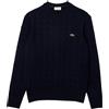 LACOSTE MAGLIONE GIROCOLLO TRECCIA IN LANA CARDATA