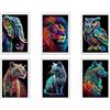 DKORARTE Set di 6 quadri base legno, decorazione soggiorno moderni, camere da letto, camera, natura e animali con ganci metallici, (29 x 20 cm per quadro)