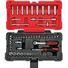 KS TOOLS 922.0655 - Set di bussole e accessori 12 lati 1/4, gamma ULTIMATE®, cricchetto reversibile a 72 denti, finitura cromata satinata, 54 pezzi