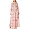 Frock and Frill Abito Ricamato Floreale Vestito per Occasioni Speciali, Rosa, 44 Donna